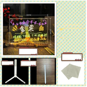 Cross-border Erasable Diy Acrylic Transparent Message Writing Board Stall Led Blackboard Glowing Advertising Board Fluorescent Screen