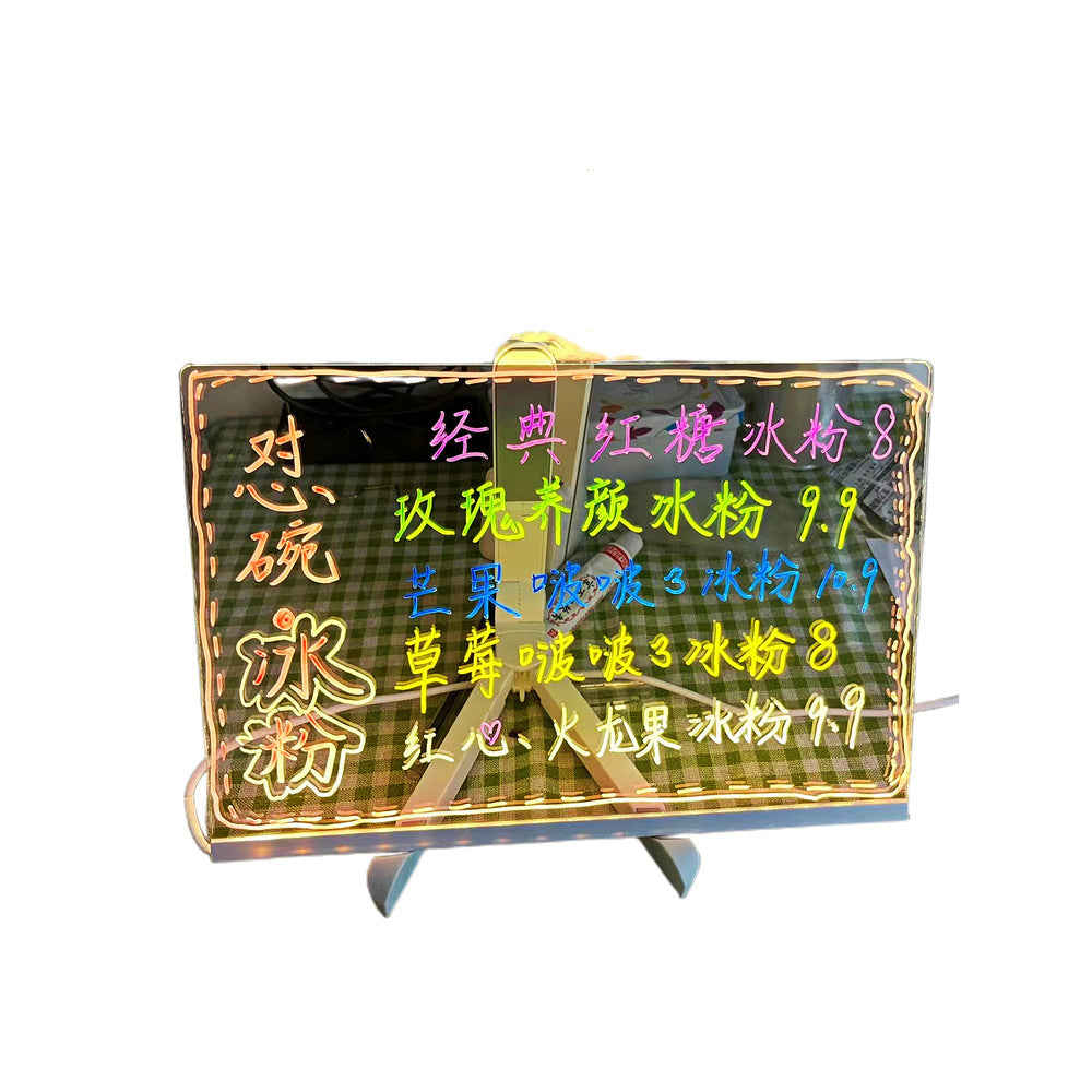 Cross-border Erasable Diy Acrylic Transparent Message Writing Board Stall Led Blackboard Glowing Advertising Board Fluorescent Screen