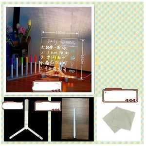 Cross-border Erasable Diy Acrylic Transparent Message Writing Board Stall Led Blackboard Glowing Advertising Board Fluorescent Screen