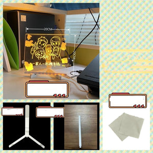 Cross-border Erasable Diy Acrylic Transparent Message Writing Board Stall Led Blackboard Glowing Advertising Board Fluorescent Screen